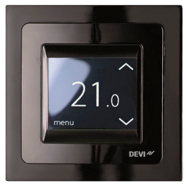 DEVI Терморегулятор DEVIreg Touch, сенсорний, 2 "екран, 85 х 85мм, макс. 16A, чорний в Києві, Україні