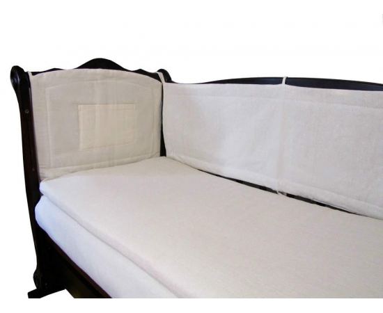 Защитный льняной бортик в кроватку (ткань хлопок) размер 60х120х40 см., кремовый, изображение 2 в Киеве, Украине