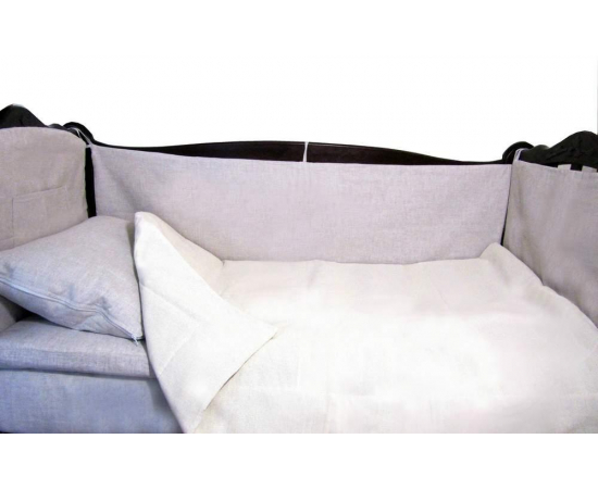 Захисний лляної бортик в ліжечко (тканина льон), сірий, зображення 2 в Києві, Україні