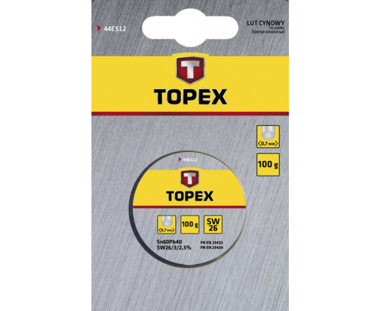 Topex 44E512 Припiй  олов'яний 60%Sn, проволока 0.7 мм,100 г, зображення 2 в Києві, Україні