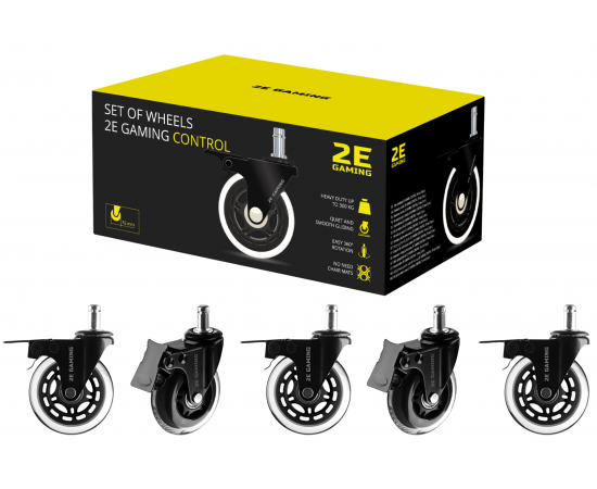 2E Gaming Комплект колес CONTROL 76 мм (5 шт.) Clear, зображення 3 в Києві, Україні