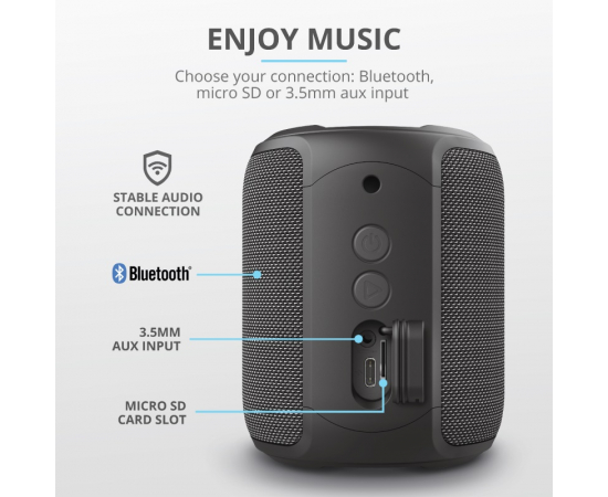 Trust Caro Compact Bluetooth Speaker Black, зображення 4 в Києві, Україні