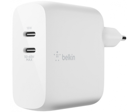 Belkin Адаптер живлення GAN 50 + 18Вт Подвійний USB-С, білий в Києві, Україні