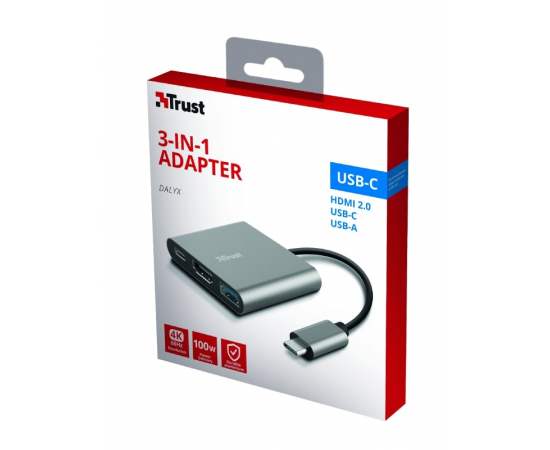 Trust Dalyx 3-in-1 Multiport USB-C Adapter ALUMINIUM, изображение 13 в Киеве, Украине