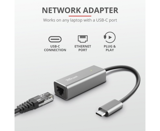 Trust Dalyx USB-C to Ethernet Adapter, зображення 8 в Києві, Україні
