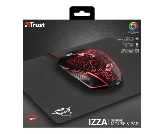 Trust GXT 783 Izza Gaming Mouse & Mouse Pad BLACK, изображение 9 в Киеве, Украине