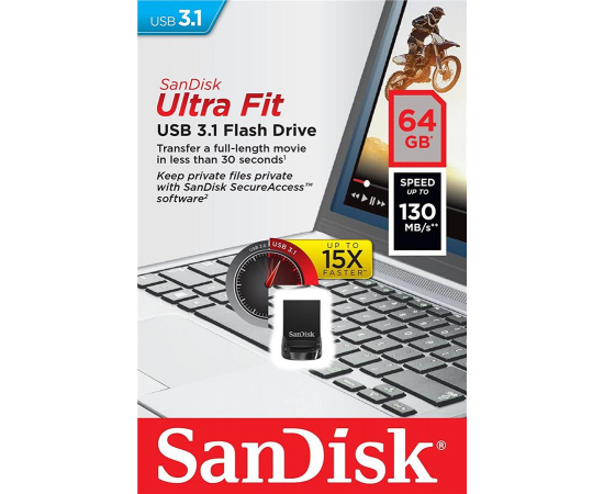 SanDisk USB 3.1 Ultra Fit[SDCZ430-064G-G46], зображення 3 в Києві, Україні