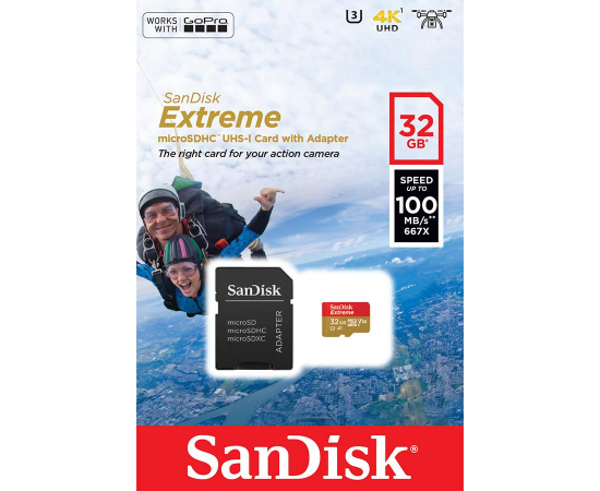 SanDisk Extreme microSD V30 A1 UHS-I U3[SDSQXAF-032G-GN6AA], зображення 2 в Києві, Україні
