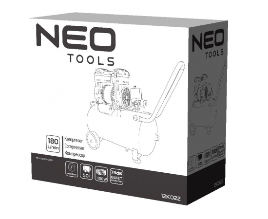 Neo Tools Компрессор, безмасляный, 230В, 50л, 8 Бар, 180л/мин, 1150Вт, асинхронный двигатель, IP20, изображение 6 в Киеве, Украине