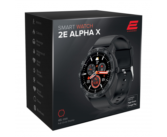 2E Смарт-годинник Alpha X 46 mm Black-Silver, зображення 3 в Києві, Україні