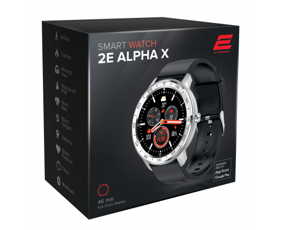 2E Смарт-годинник Alpha X 46 mm Silver, зображення 3 в Києві, Україні