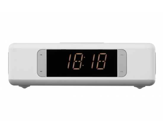 2E Акустична док-станція SmartClock Wireless Charging, Alarm Clock, Bluetooth, FM, USB, AUX White, зображення 5 в Києві, Україні